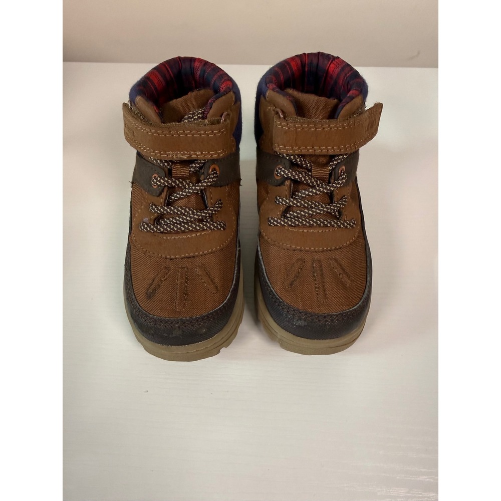 Carters Cyrus Brown Navy Plaid Duck Boots Toddler Size 9M CF24L01H